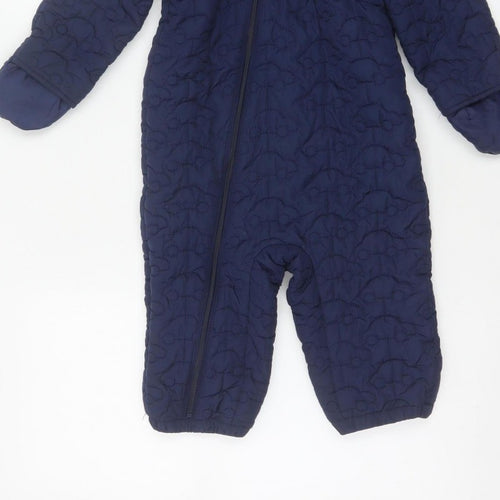 Bluezoo Unisex Baby Navy 18-24 Months Quilted Hooded Snowsuit