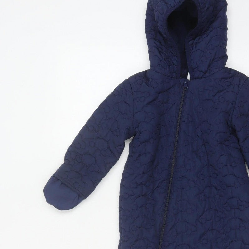 Bluezoo Unisex Baby Navy 18-24 Months Quilted Hooded Snowsuit