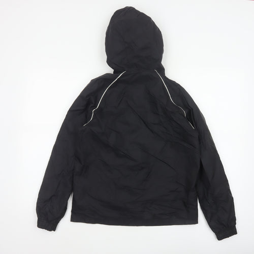 Adidas Boys Black 11-12 Years Hooded Windbreaker Jacket Full Zip