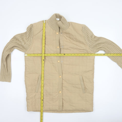 Damart Women’s Beige M Quilted Padded Knit Sleeve Mid-Length Jacket