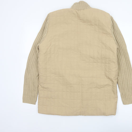 Damart Women’s Beige M Quilted Padded Knit Sleeve Mid-Length Jacket