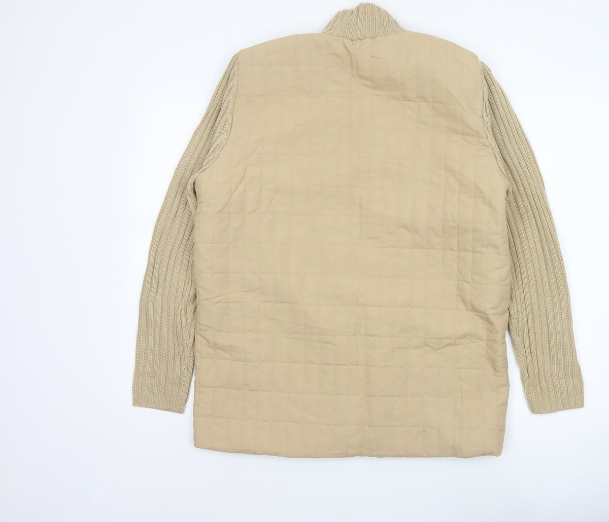 Damart Women’s Beige M Quilted Padded Knit Sleeve Mid-Length Jacket