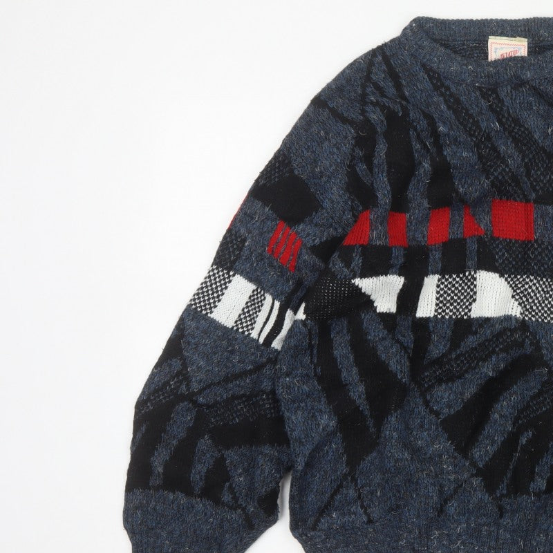 Additional view of Aviator men’s blue m chunky knit geometric retro 90s jumper
