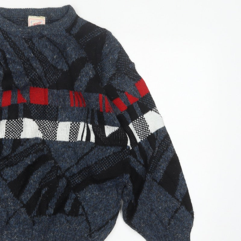 Additional view of Aviator men’s blue m chunky knit geometric retro 90s jumper