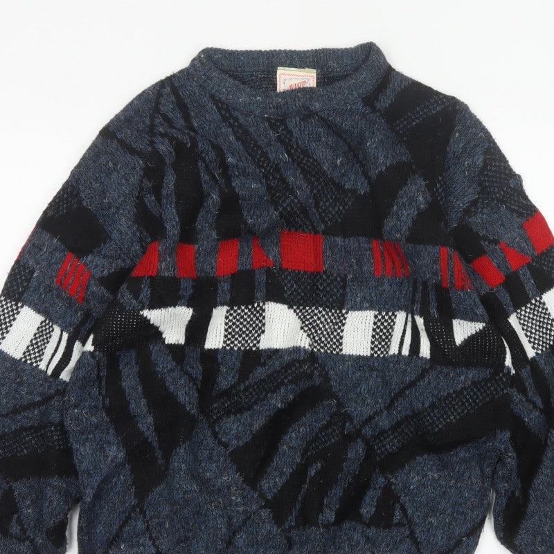 Additional view of Aviator men’s blue m chunky knit geometric retro 90s jumper