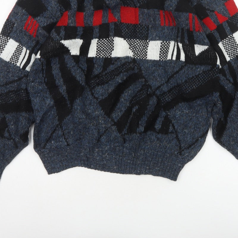 Additional view of Aviator men’s blue m chunky knit geometric retro 90s jumper