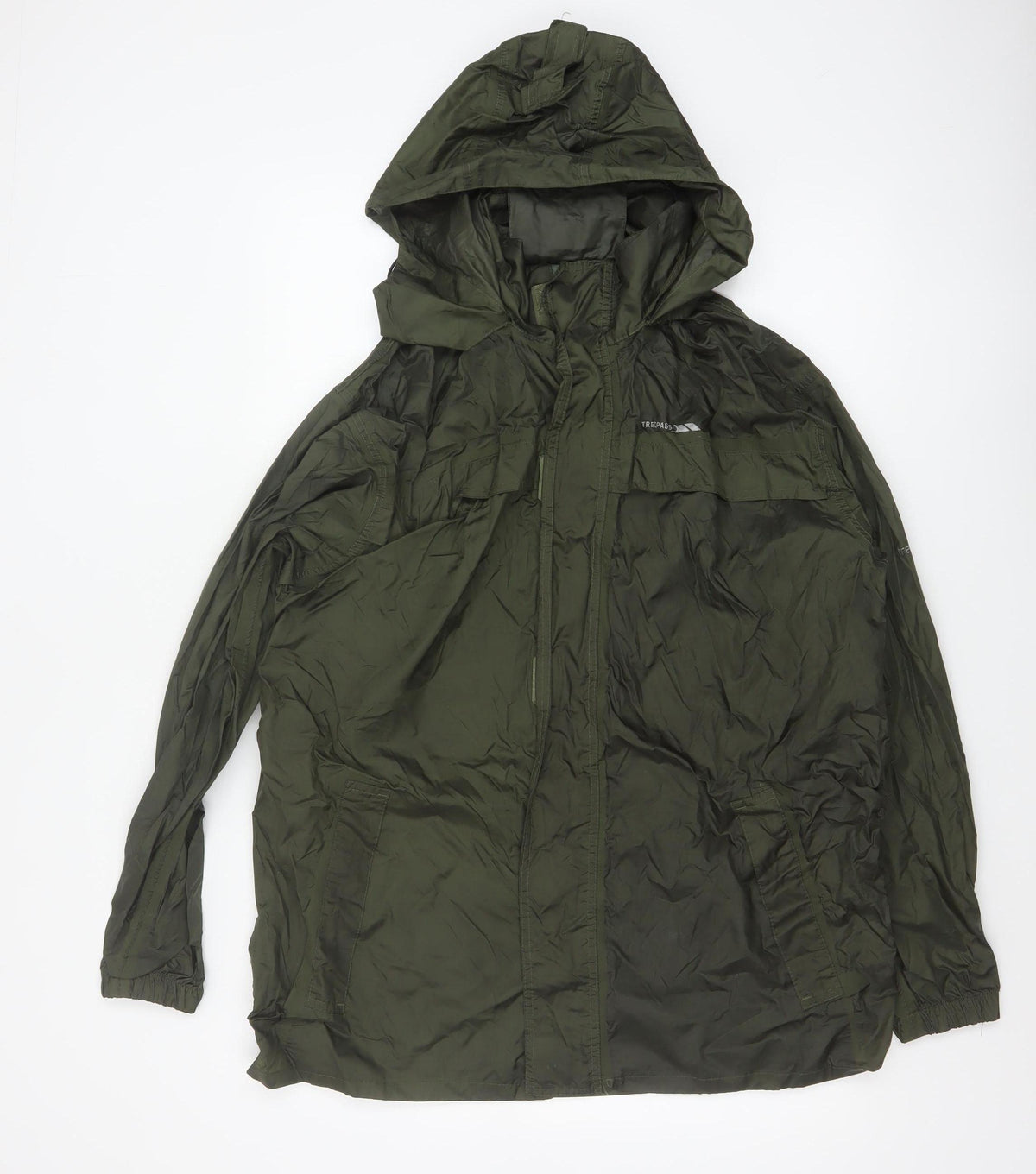 Trespass Men’s Green M Packaway Waterproof Hooded Rain Jacket