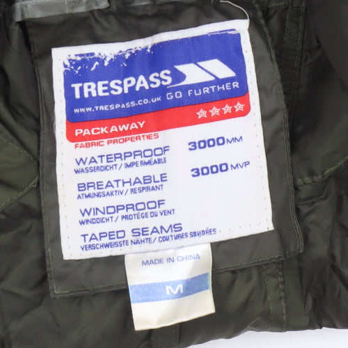 Trespass Men’s Green M Packaway Waterproof Hooded Rain Jacket