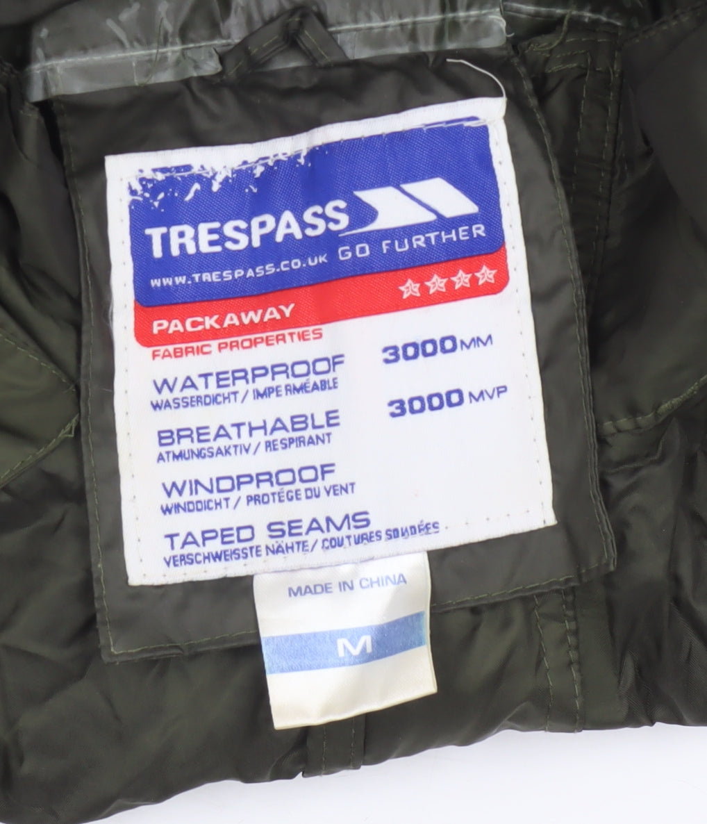 Trespass Men’s Green M Packaway Waterproof Hooded Rain Jacket