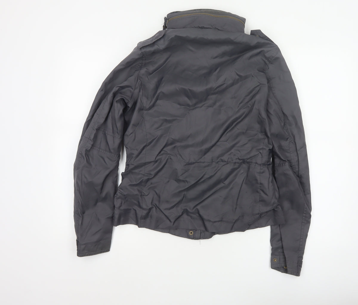 Brand and care label for Wrangler Women’s Black M Military Jacket Collared Logo Pocket Zip