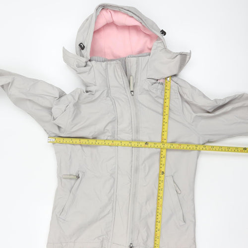 Superdry Japan Women’s Grey Pink Hooded Ski Jacket M Full Zip
