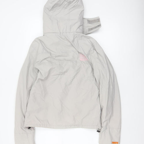 Superdry Japan Women’s Grey Pink Hooded Ski Jacket M Full Zip
