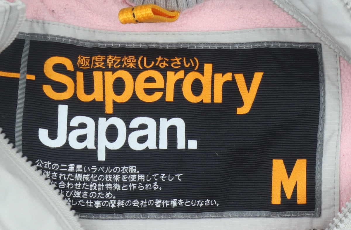 Superdry Japan Women’s Grey Pink Hooded Ski Jacket M Full Zip