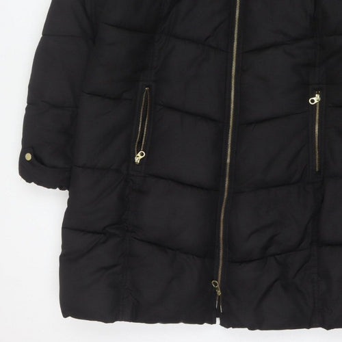Joules Women’s Black UK 20 Faux Fur Hood Padded Puffer Coat