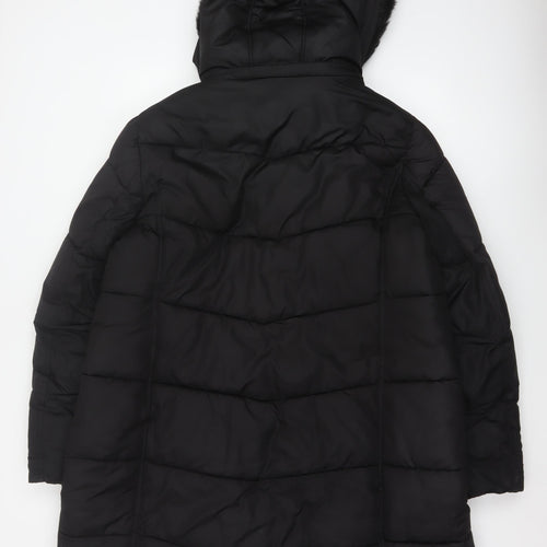 Joules Women’s Black UK 20 Faux Fur Hood Padded Puffer Coat