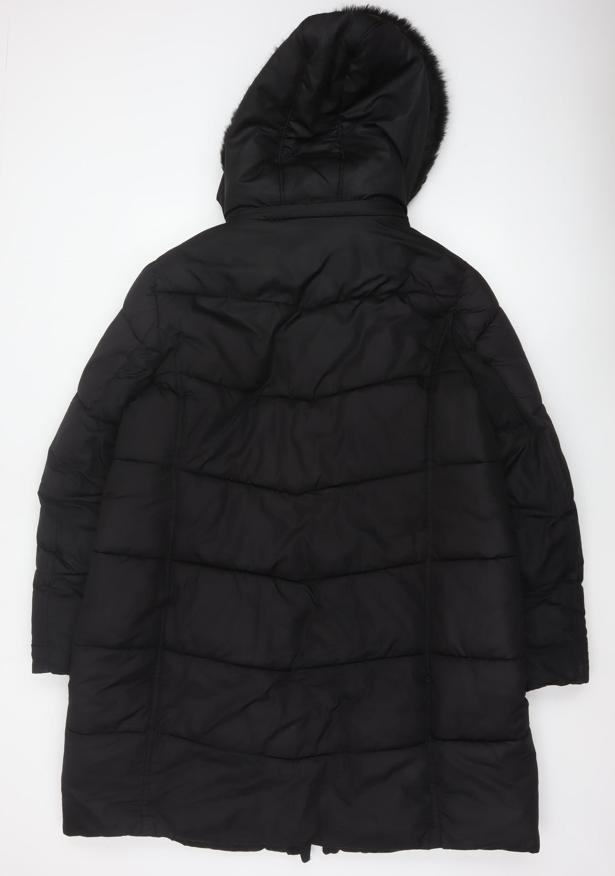 Joules Women’s Black UK 20 Faux Fur Hood Padded Puffer Coat