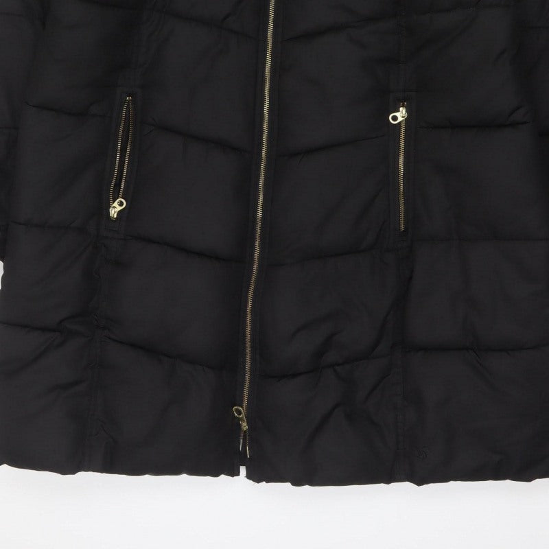 Joules Women’s Black UK 20 Faux Fur Hood Padded Puffer Coat