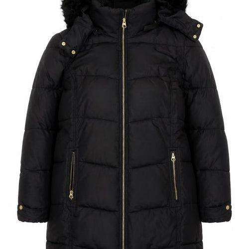 Joules Women’s Black UK 20 Faux Fur Hood Padded Puffer Coat