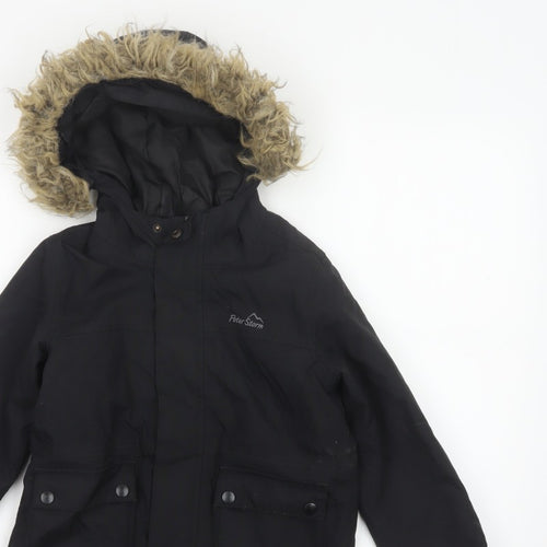 Peter Storm Boys Black 5-6 Years Hooded Faux Fur Padded Parka Coat
