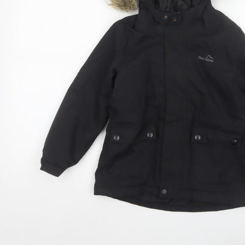 Peter Storm Boys Black 5-6 Years Hooded Faux Fur Padded Parka Coat
