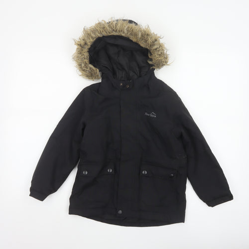 Peter Storm Boys Black 5-6 Years Hooded Faux Fur Padded Parka Coat