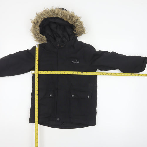 Peter Storm Boys Black 5-6 Years Hooded Faux Fur Padded Parka Coat