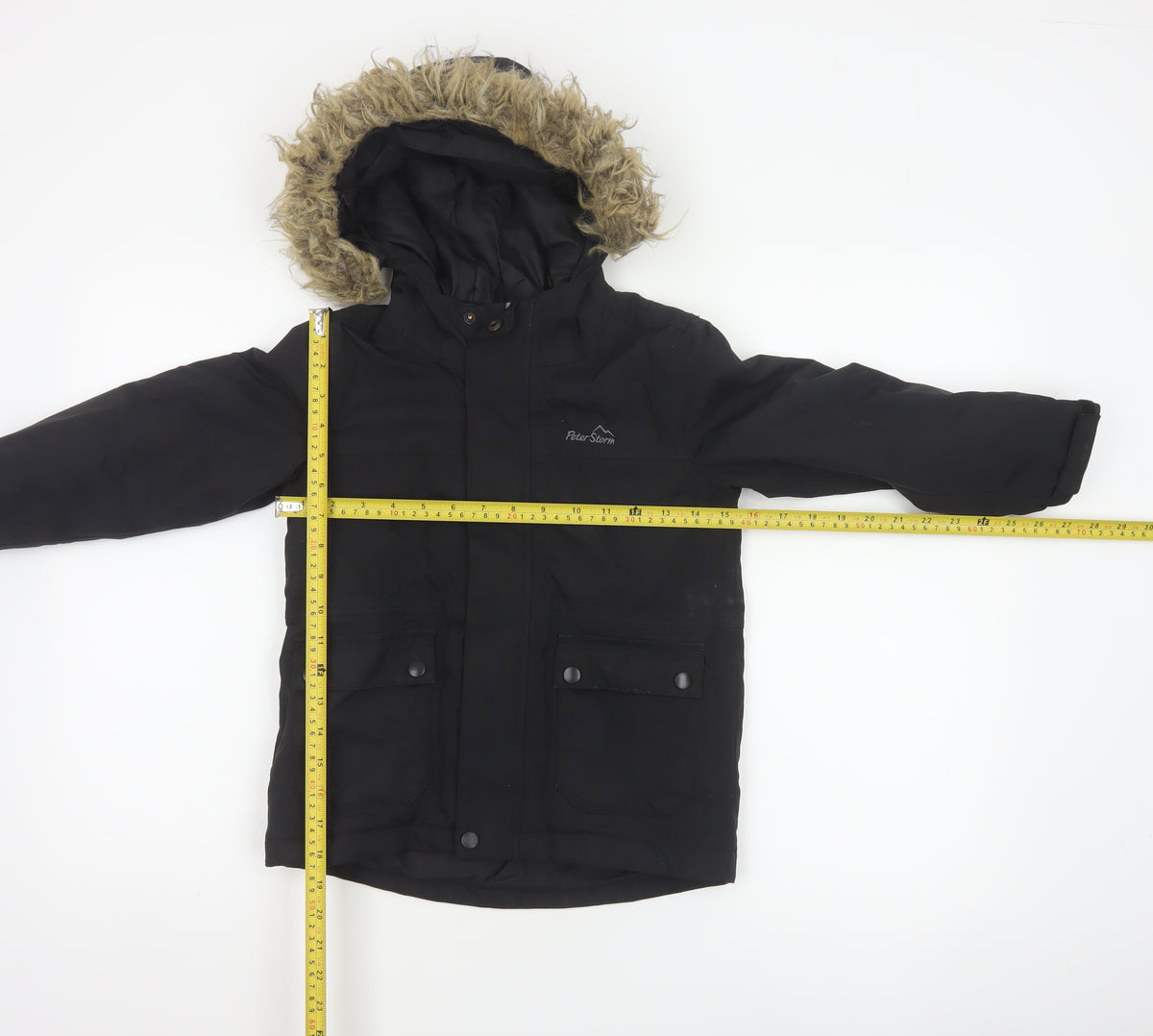Peter Storm Boys Black 5-6 Years Hooded Faux Fur Padded Parka Coat