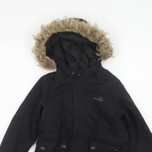 Peter Storm Boys Black 5-6 Years Hooded Faux Fur Padded Parka Coat
