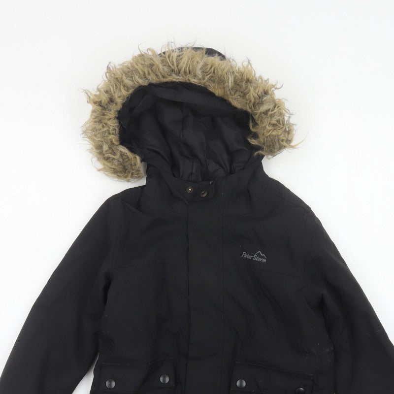 Peter Storm Boys Black 5-6 Years Hooded Faux Fur Padded Parka Coat