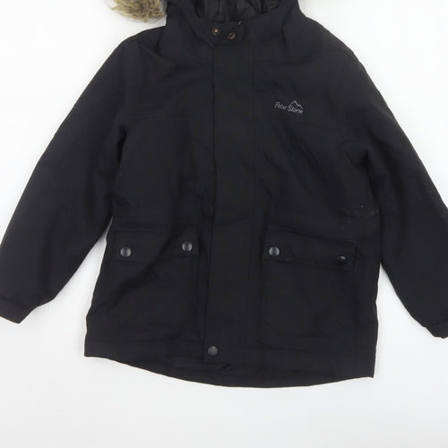 Peter Storm Boys Black 5-6 Years Hooded Faux Fur Padded Parka Coat