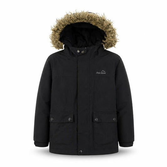 Peter Storm Boys Black 5-6 Years Hooded Faux Fur Padded Parka Coat