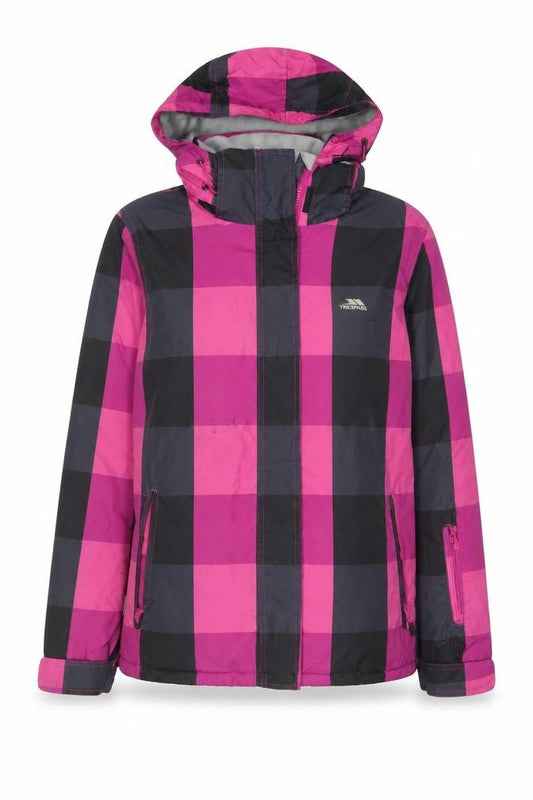 Trespass Women’s Pink Black Check Ski Jacket M Waterproof Hooded