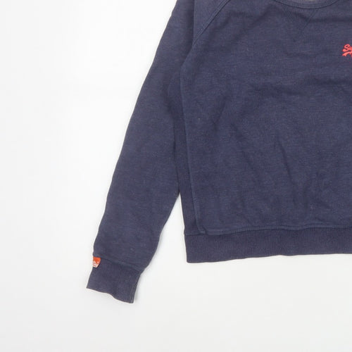 Superdry Women Blue S Pullover Sweatshirt Vintage Orange Label Logo