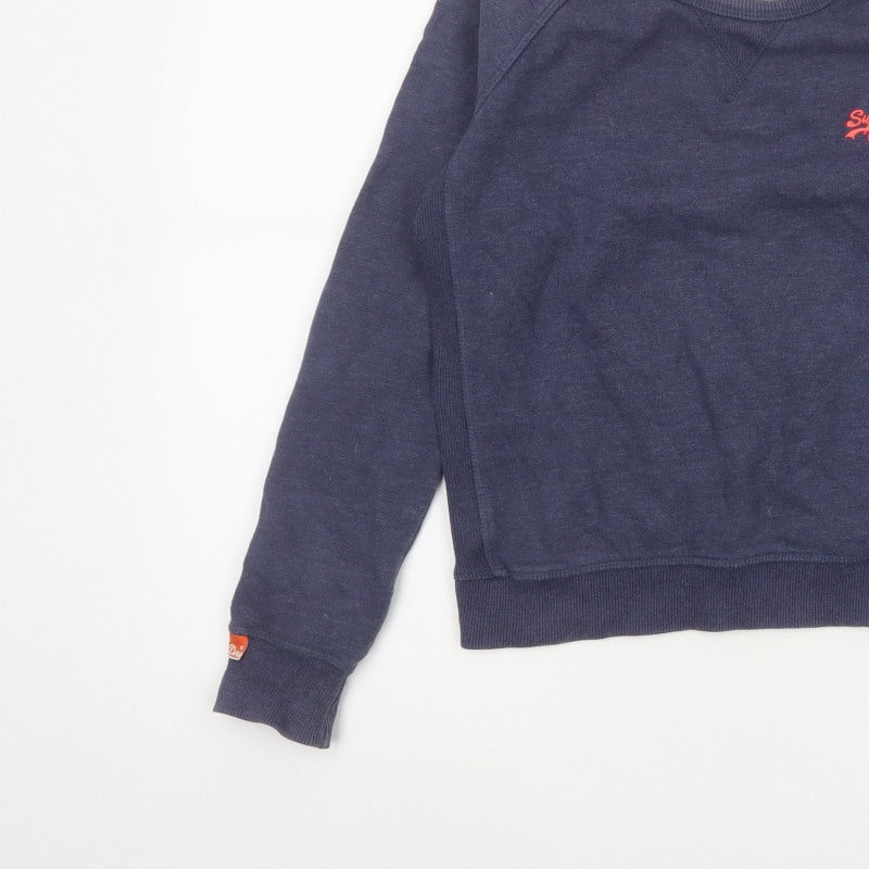 Superdry Women Blue S Pullover Sweatshirt Vintage Orange Label Logo