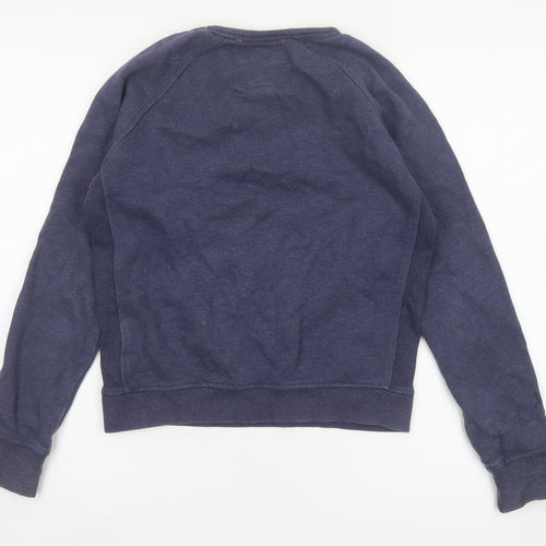 Superdry Women Blue S Pullover Sweatshirt Vintage Orange Label Logo