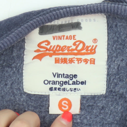 Superdry Women Blue S Pullover Sweatshirt Vintage Orange Label Logo