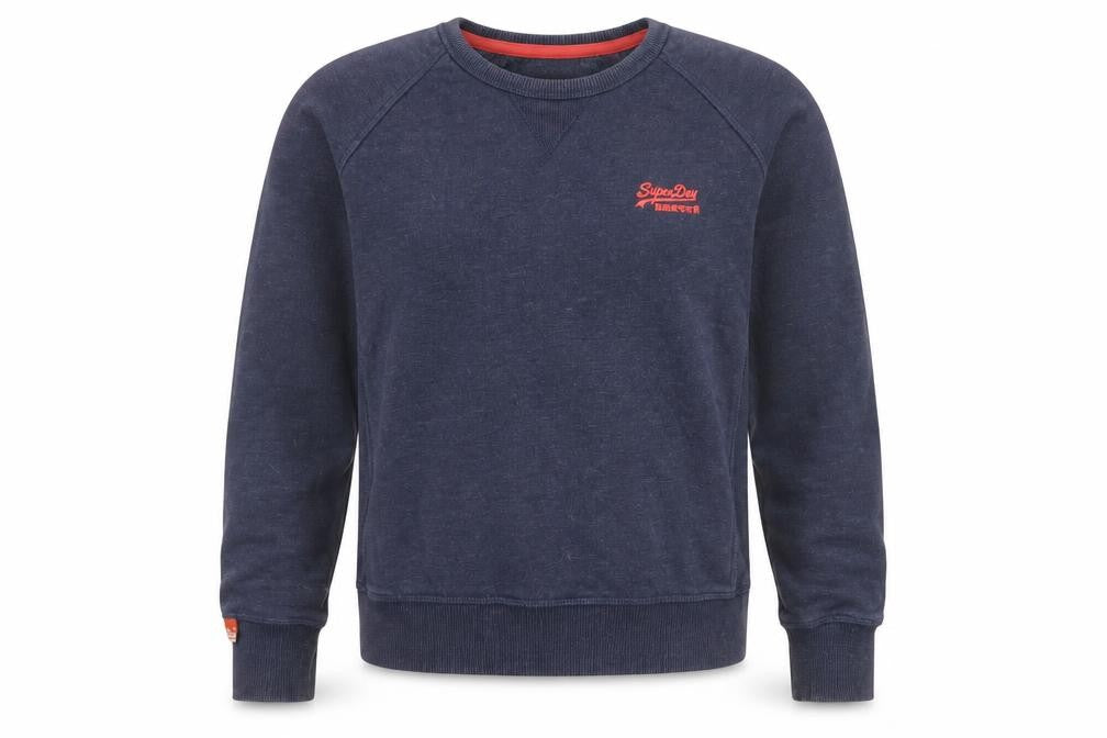 Superdry Women Blue S Pullover Sweatshirt Vintage Orange Label Logo