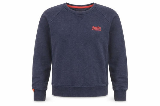 Front view of Superdry Women Blue S Pullover Sweatshirt Vintage Orange Label Logo