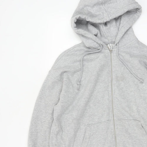 H&M Women’s Grey UK 12 Full Zip Hooded Fleece Hoodie Pockets