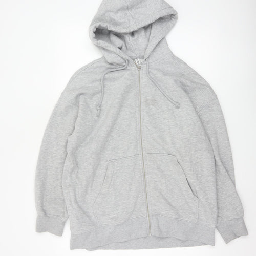 H&M Women’s Grey UK 12 Full Zip Hooded Fleece Hoodie Pockets