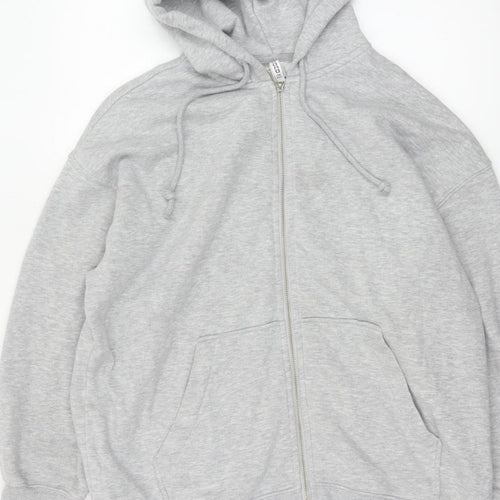 H&M Women’s Grey UK 12 Full Zip Hooded Fleece Hoodie Pockets
