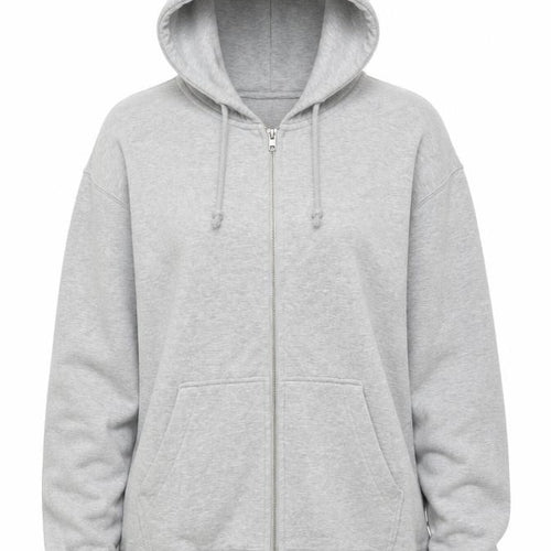 H&M Women’s Grey UK 12 Full Zip Hooded Fleece Hoodie Pockets