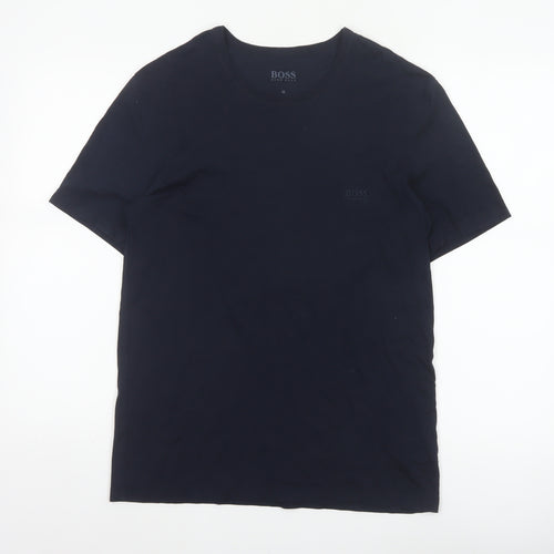 BOSS Hugo Boss Men's Blue M Logo Crew Neck Cotton T-Shirt