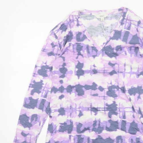 Marks and Spencer Women Purple Size 8 Wrap V-Neck Jersey Blouse