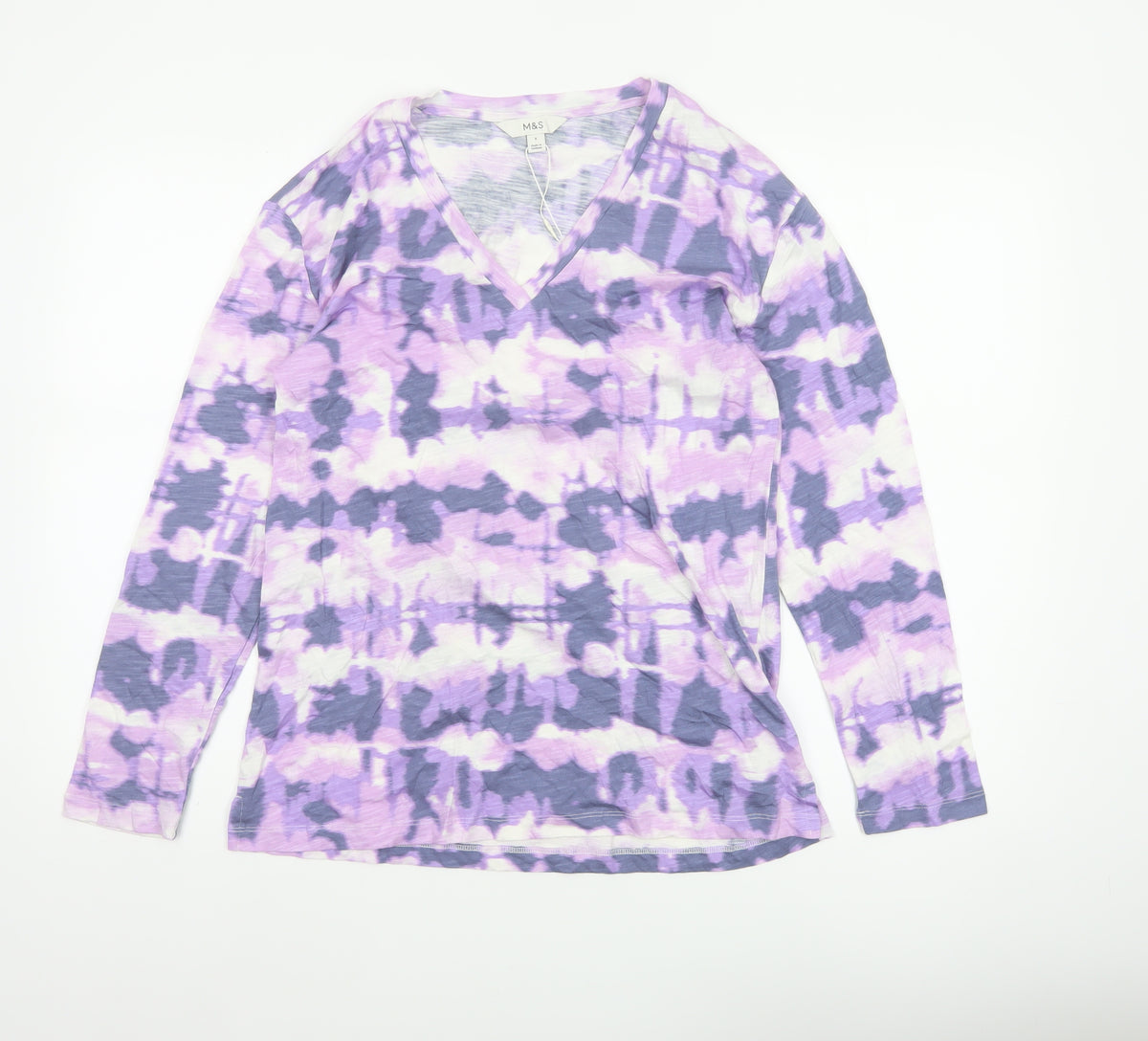 Marks and Spencer Women Purple Size 8 Wrap V-Neck Jersey Blouse