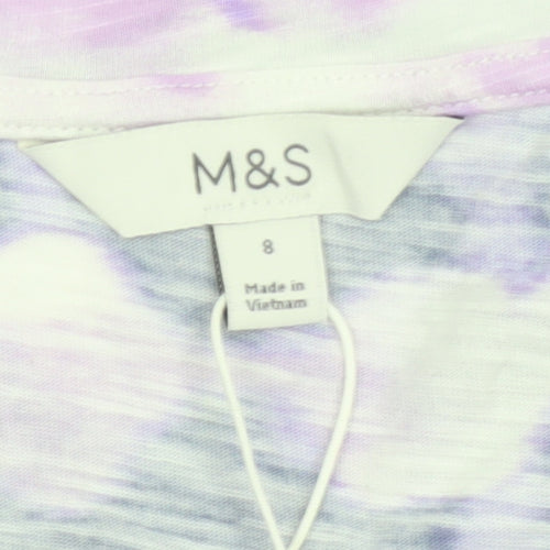 Marks and Spencer Women Purple Size 8 Wrap V-Neck Jersey Blouse