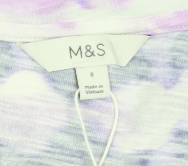 Marks and Spencer Women Purple Size 8 Wrap V-Neck Jersey Blouse