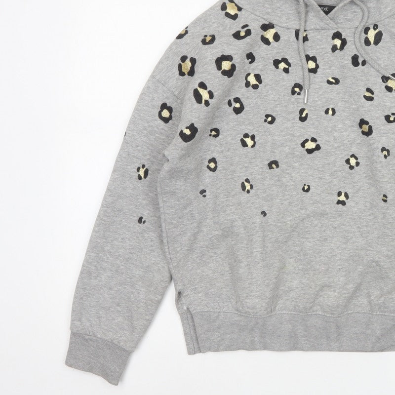 Next Women’s Grey Leopard Print Gold Foil Pullover Hoodie XS