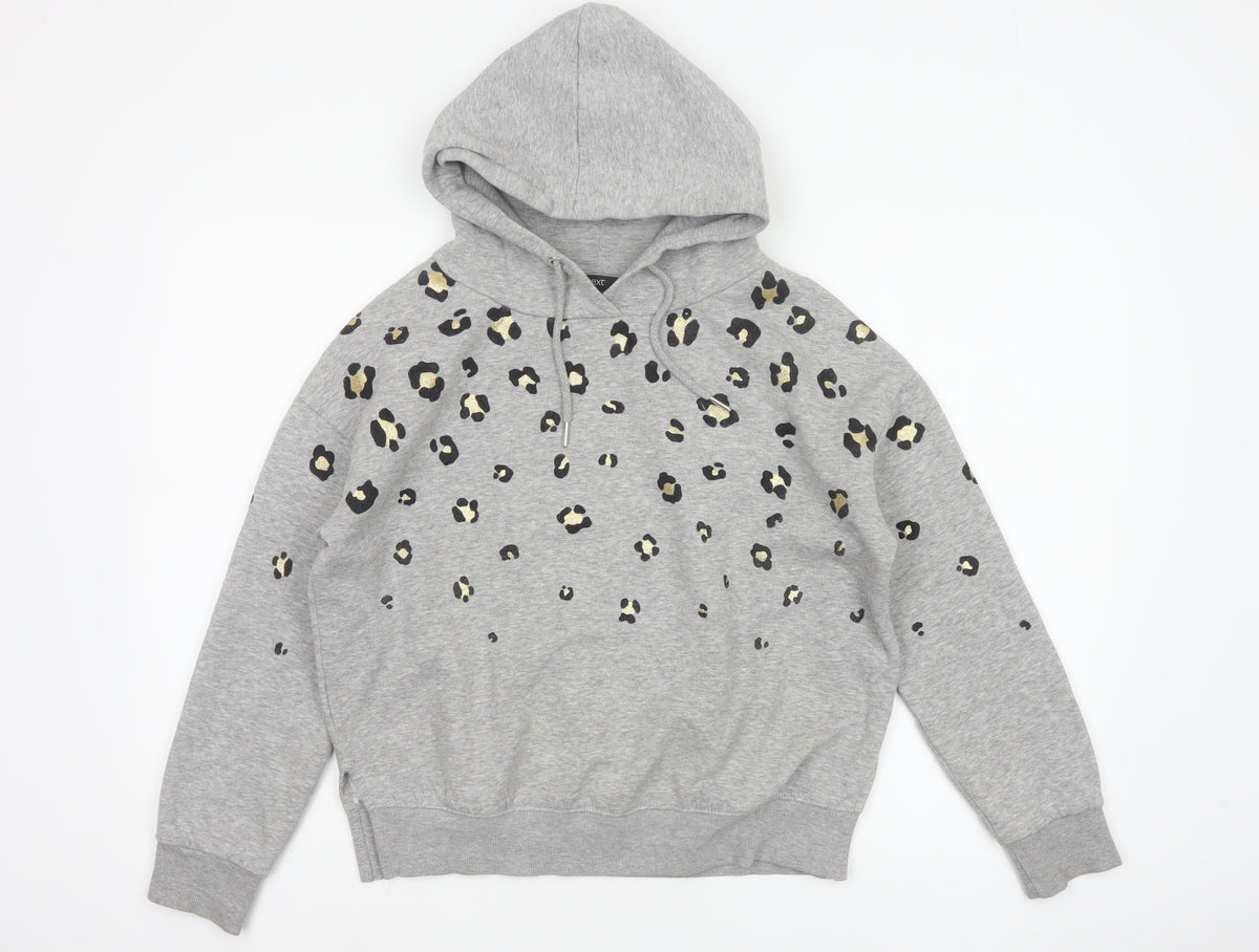 Next Women’s Grey Leopard Print Gold Foil Pullover Hoodie XS