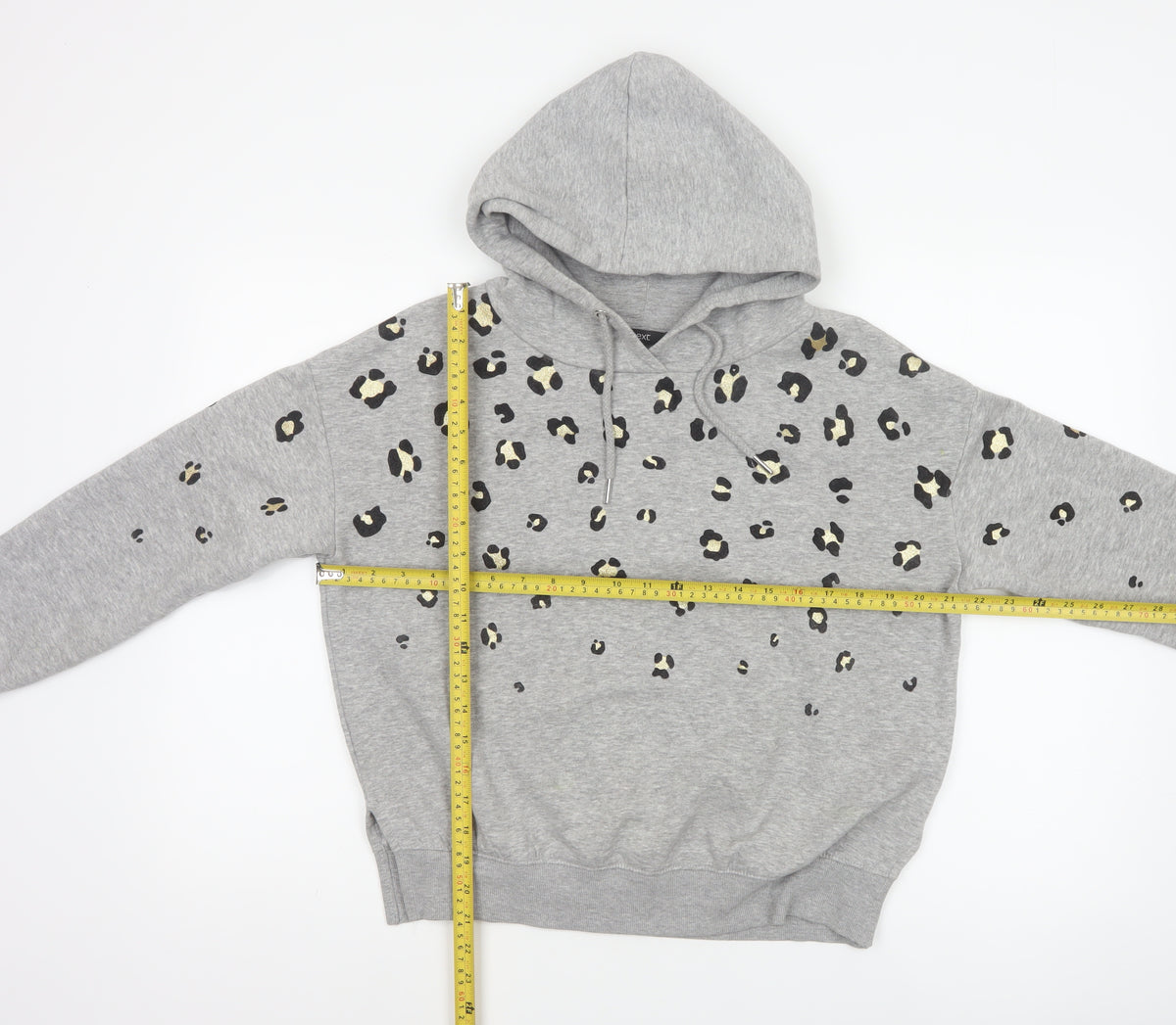 Next Women’s Grey Leopard Print Gold Foil Pullover Hoodie XS